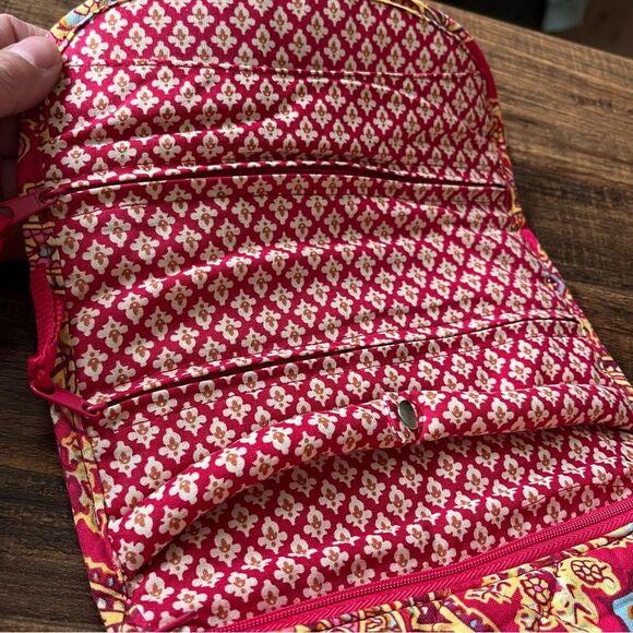 Raymond Waites Jewelry Roll Case Travel Organizer in Pinkish/Red Paisley Print - Picture 4 of 10